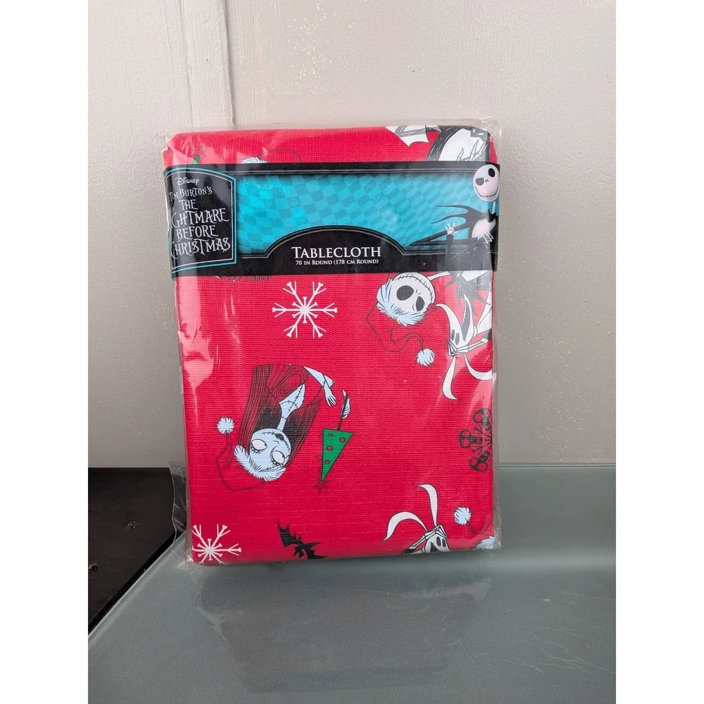 Disney Nightmare Before Christmas Round Tablecloth Red Jack Skellington 70 Inch